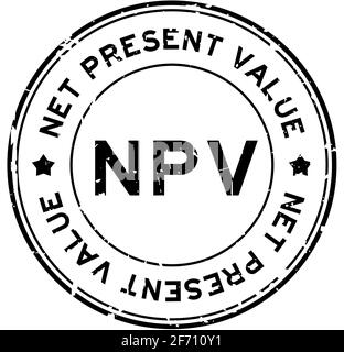 Grunge schwarz NPV Netto Gegenwert Wort runde Gummidichtung Stempel auf weißem Hintergrund Stock Vektor