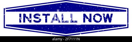 Grunge blau jetzt Word Hexagon Gummidichtung Stempel aufsetzen Weißer Hintergrund Stock Vektor