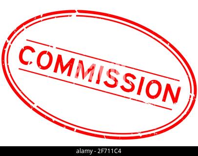 Grunge rot kommission Wort oval Gummi Siegel Stempel auf weiß Hintergrund Stock Vektor