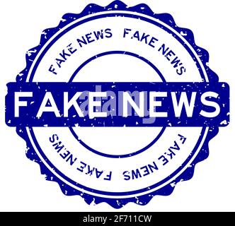 Grunge blau gefälschte Nachrichten Wort rund Gummi Siegel Stempel auf Weißer Hintergrund Stock Vektor