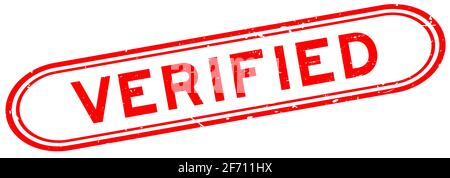 Grunge rot verifizierter Wortgummi-Siegel-Stempel auf weißem Hintergrund Stock Vektor