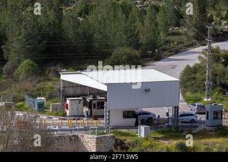 jerusalem-israel. 10-03-2021. Ein Yael Checkpoint in Jerusalem in der Nähe des Viertels Har Gilo, der Terroristen daran hindern soll, zum Rucken einzudringen Stockfoto