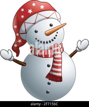 Cartoon Schneemann auf weißem Hintergrund isoliert Stock Vektor