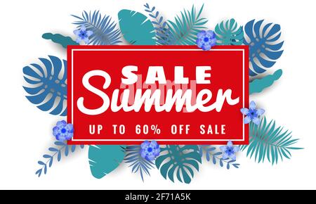 Sommer Verkauf Banner mit Papier geschnitten Flamingo und tropischen Blättern Hintergrund, exotische Blumenmuster für Banner, Flyer, Einladung, Poster, Website oder Stock Vektor