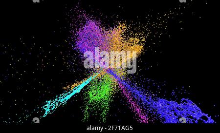 Farbe Farbe Staub Explosion 3d Blobs stilvolles minimalistisches Design 3d Rendern Stockfoto