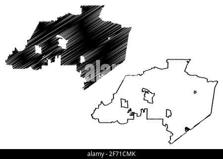 Thousand Oaks City, California (United States Cities, United States of America, usa City) Kartenvektorillustration, Scribble Sketch City of Thousand OA Stock Vektor