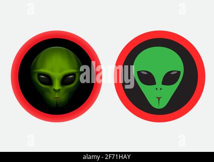 Aliens rot rund Zeichen Symbol Aufkleber gesetzt Stock Vektor