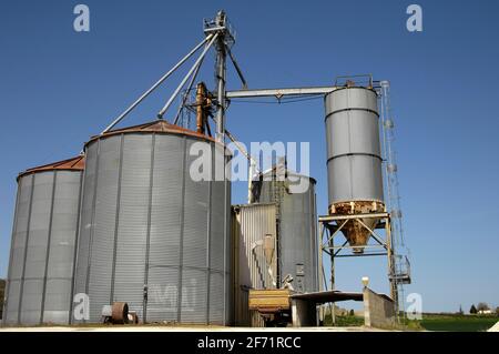 LANDWIRTSCHAFTLICHE BETRIEBE UND SYLO-GETREIDE - LANDWIRTSCHAFT UND BEWÄSSERUNG FELDFRÜCHTE - CHARENTE FRANKREICH © FRÉDÉRIC.BEAUMONT Stockfoto