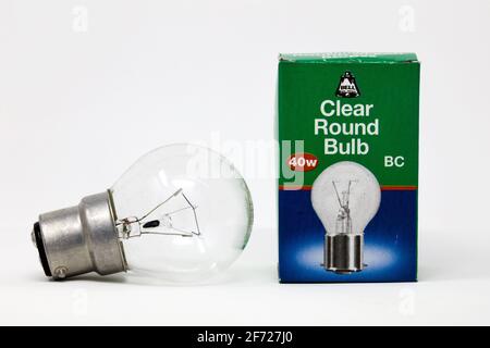 BELL 40 w, klare runde Glühlampe Stockfoto