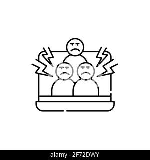 Cybermobbing Farbliniensymbol. Piktogramm für Webseite, mobile App, Promo. UI UX GUI Design Element. Bearbeitbare Kontur. Stock Vektor