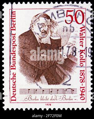 MOSKAU, RUSSLAND - 22. DEZEMBER 2020: Briefmarke gedruckt in Deutschland, Berlin, zeigt Walter Kollo (1878-1940) Komponist, Serie, um 1978 Stockfoto