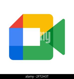 Neues Logo von Google Meet für Videotreffen. Symbol für die App für Remote-Arbeit. Vektorgrafik Stock Vektor
