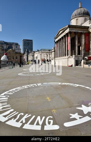 Trafalgar Square, London, Großbritannien. April 2021. Der westminster council führt neue Sammellizenzen und ausgewiesene Stellplätze ein. Kredit: Matthew Chattle/Alamy Live Nachrichten Stockfoto