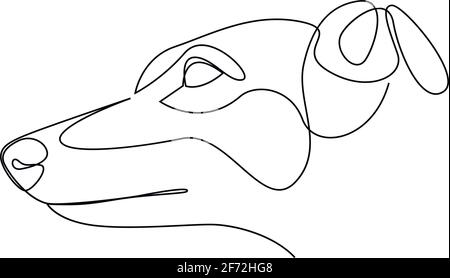 Durchgehende Linie Whippet. Single line minimal style englische Whippet oder Snap Hund Vektor Illustration. Hundekopf Stock Vektor