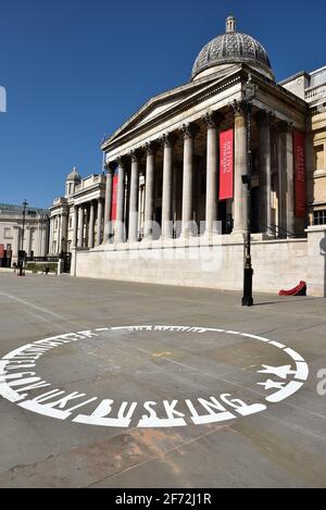 Trafalgar Square, London, Großbritannien. April 2021. Der westminster council führt neue Sammellizenzen und ausgewiesene Stellplätze ein. Kredit: Matthew Chattle/Alamy Live Nachrichten Stockfoto