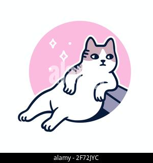 Tombili, eine berühmte türkische Straßenkatze aus Istanbul. Niedliche Kritzelei von molligen Katze sitzend. Cartoon-Zeichnung, Vektor Clip Art Illustration. Stock Vektor