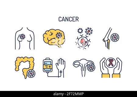Richtige Ernährung Farblinien-Symbole eingestellt. Gesunde, biologische Lebensmittel. Isoliertes Vektorelement. Stock Vektor