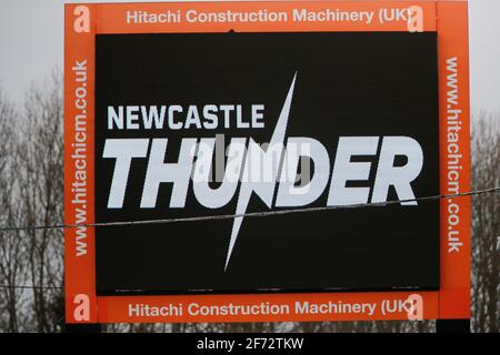 Newcastle, Großbritannien. März 2021. NEWCASTLE UPON TYNE, 4. APRIL EINE allgemeine Aufnahme der Großleinwand vor dem BETFRED Championship-Spiel zwischen Newcastle Thunder und Widnes Vikings im Kingston Park, Newcastle am Sonntag, 4. April 2021. (Quelle: Chris Lishman) Quelle: MI News & Sport /Alamy Live News Stockfoto