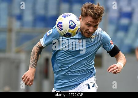 Rom, Italien. April 2021. Ciro unbeweglich der SS Lazio in Aktion während der Serie EIN Fußballspiel zwischen SS Lazio und Spezia Calcio im Olimpico-Stadion in Roma (Italien), 3. April 2021. Foto Antonietta Baldassarre/Insidefoto Kredit: Insidefoto srl/Alamy Live News Stockfoto