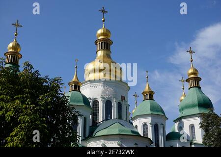 Golden Domes ehemalige orthodoxe Kirche Sophienkathedrale, UNESCO-Weltkulturerbe, Kiew, Ukraine Stockfoto