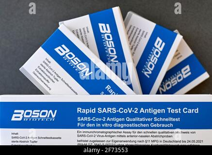 Antigen-Schnelltest von Boson Biotech, Corona Crisis, Deutschland Stockfoto