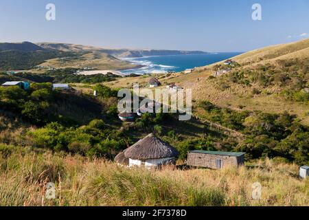 Xhosa-Siedlung an der Wilden Küste, Mbotyi, Ostkap, Südafrika Stockfoto