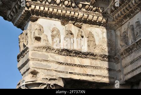 Italien, Rom, Forum Nerva, Tempel Minerva, Basrelief Stockfoto