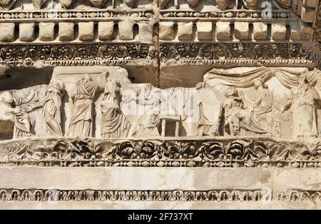 Italien, Rom, Forum Nerva, Tempel Minerva, Basrelief Stockfoto