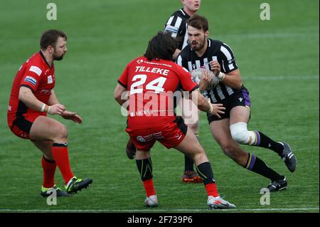 Newcastle, Großbritannien. März 2021. NEWCASTLE UPON TYNE, 4. APRIL Ted Chapelhow of Thunder während des BETFRED Championship Matches zwischen Newcastle Thunder und Widnes Vikings im Kingston Park, Newcastle am Sonntag, 4. April 2021. (Quelle: Chris Lishman) Quelle: MI News & Sport /Alamy Live News Stockfoto