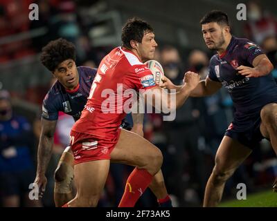 Hull KR vs. St Helens Hull Kingston Rovers Ryan Hall In Aktion Stockfoto