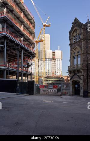 Bau eines neuen mehrstöckigen Parkhauses am Central Square, Cardiff, Südwales Stockfoto