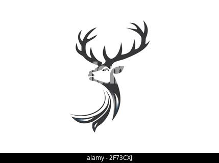 Deer Head Symbol Logo Vektor-Vorlage Bild Stock Vektor