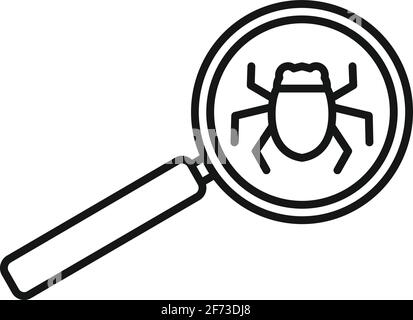Symbol für die Suche nach Softwarefehlern, Umrissstil Stock Vektor