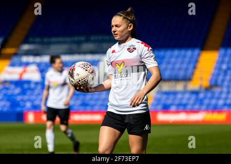 Birkenhead, Großbritannien. April 2021. Sophie O'Rourke (#20 Lewes) während des Spiels der FA Womens Championship League zwischen Liverpool und Lewes im Prenton Park Stadium in Birkenhead, England. Kredit: SPP Sport Pressefoto. /Alamy Live News Stockfoto