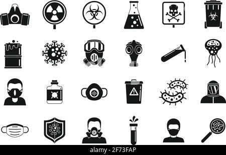 Biohazard giftige Symbole Set, einfacher Stil Stock Vektor