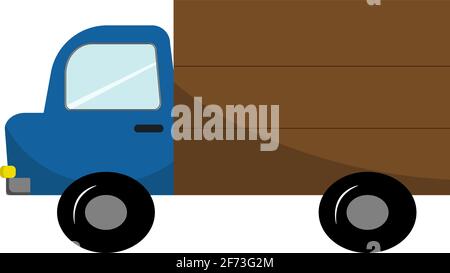 Blauer LKW mit Behälter für Kinder Illustration. Vektordarstellung auf weißem Hintergrund isoliert. Stock Vektor