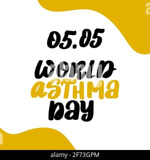 Kreative Konzeptdarstellung des Welt-Asthma-Tages mit Inhalator und stilvollem Text auf isoliertem Hintergrund. Stock Vektor