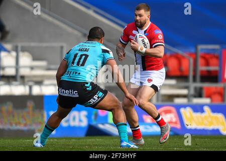 Ryan Lannon (11) von Salford Red Devils in Aktion, am 4/3/2021. (Foto von Craig Thomas/News Images/Sipa USA) Quelle: SIPA USA/Alamy Live News Stockfoto