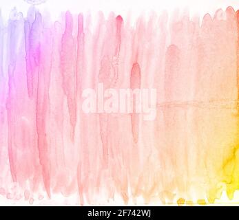 Aquarellhintergrund in Gelb-, Rot-, Orange- und Pink-Tönen Stockfoto