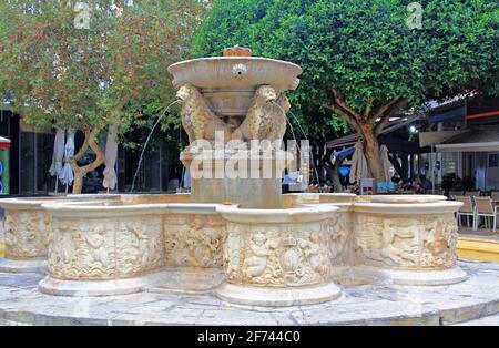 Verzierte Löwenbrunnen in Heraklion, Griechenland Stockfoto