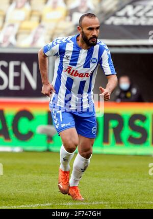 Horsens, Dänemark. April 2021. Issam Jebali (7) von ob beim 3F Superliga-Spiel zwischen AC Horsens und Odense Boldklub in der Casa Arena in Horsens. (Foto: Gonzales Photo/Alamy Live News Stockfoto