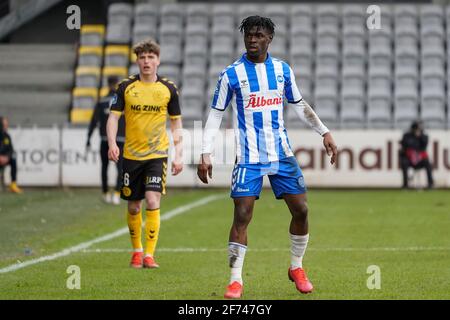 Horsens, Dänemark. April 2021. Emmanuel Sabbi (11) von ob beim 3F Superliga-Spiel zwischen AC Horsens und Odense Boldklub in der Casa Arena in Horsens. (Foto: Gonzales Photo/Alamy Live News Stockfoto