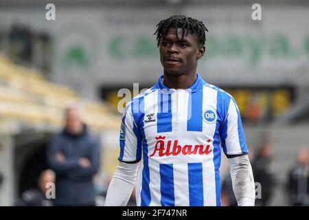 Horsens, Dänemark. April 2021. Emmanuel Sabbi (11) von ob beim 3F Superliga-Spiel zwischen AC Horsens und Odense Boldklub in der Casa Arena in Horsens. (Foto: Gonzales Photo/Alamy Live News Stockfoto