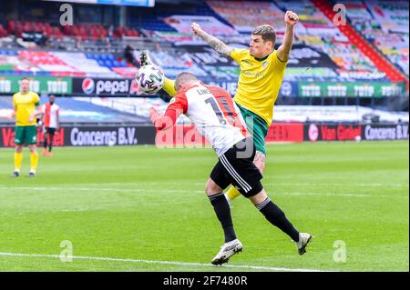 ROTTERDAM, NIEDERLANDE - 4. APRIL: Tor von Bryan Linssen von Feyenoord Rotterdam während des Eredivisie-Spiels zwischen Feyenoord und Fortuna Sittard in St. Stockfoto