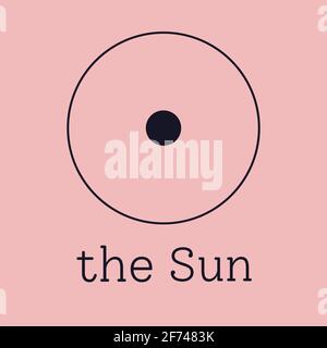 Sonne astrologisch und Tierkreis Symbol. Vektor-Zeichen des Planeten Domizil für Printmotive - Kalender, Poster, Himmelskarte, Aufkleber Stock Vektor