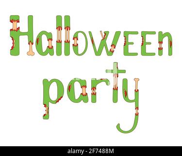 Halloween Party Schriftzug. Schriftart im Zombie-Stil Stock Vektor