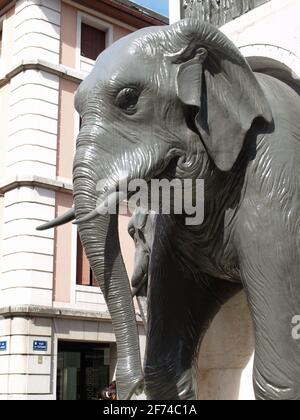 La Fontaine des Éléphants, Chambery, Frankreich Stockfoto