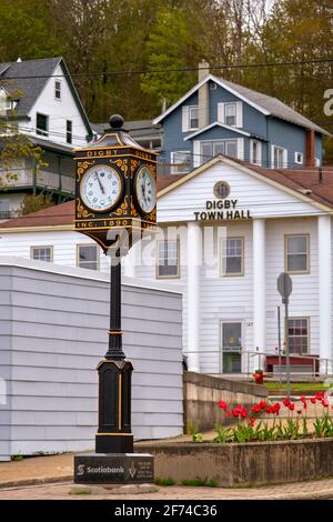 Tide Clock, Digby, Nova Scotia, Kanada Stockfoto