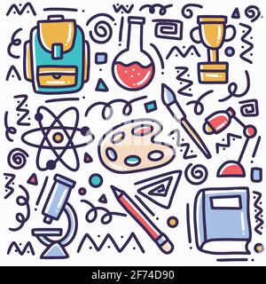 doodle Set von handgezeichneten Schulwerkzeugen Stock Vektor