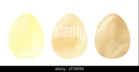 Aquarell-Set mit farbigen Ostereiern in Pastellfarben. Festliche Designelemente isoliert auf weißem Hintergrund. Perfekt für Ihr Projekt, Karten Stockfoto